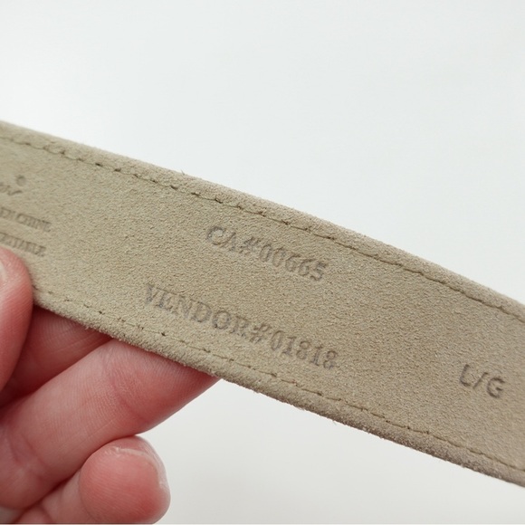 Eddie Bauer Tan Suede & Multicolor Canvas Stripe Belt Sz L Hiking Gorpcore - Picture 12 of 15